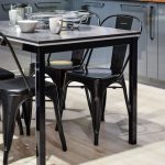 Metal Furniture - White Ceramic Mug on Black Dining Table With Four Chair Set