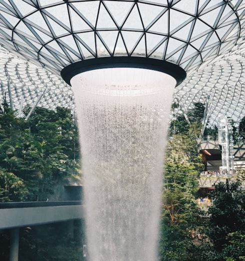 Water Features - Water Falling From Glass Ceiling