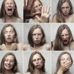 Emotional Intelligence - Multiple portraits showcasing various facial expressions and emotions of a young woman.