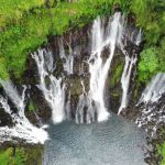 Revenue Streams - Stunning aerial shot of Grand Galet Falls in lush Reunion National Park.