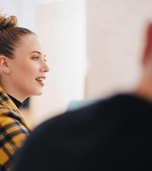 woman-wearing-yellow-and-black-plaid-shirt